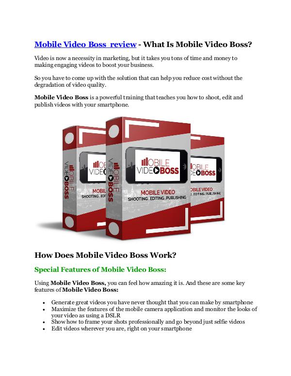 Mobile Video Boss review and (SECRET) $13600 bonus