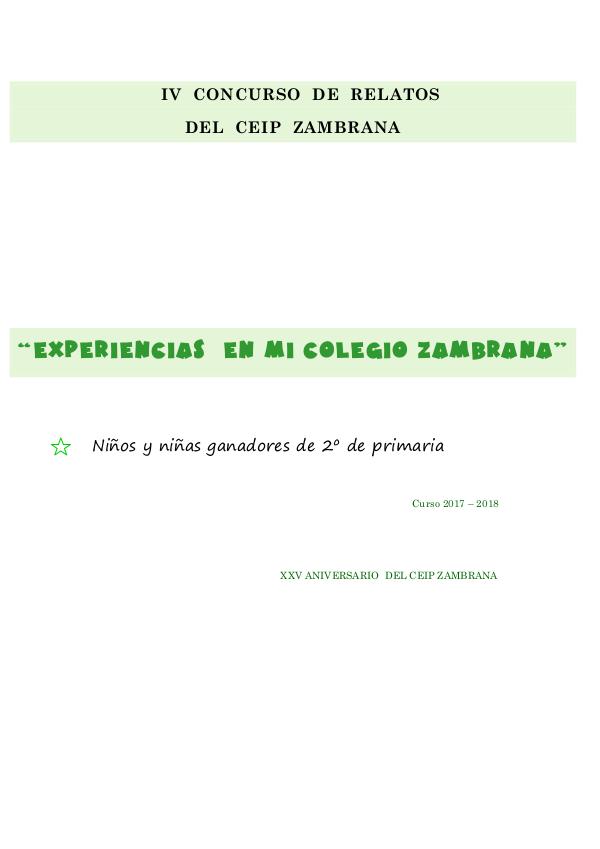 Relatos de 2º de primaria del CEIP Zambrana Relatos de 2º 17--18