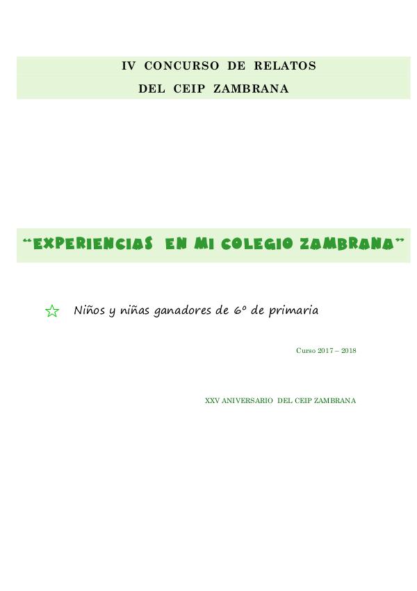 Relatos de 6º del CEIP Zambrana Relatos de 6º 17-18