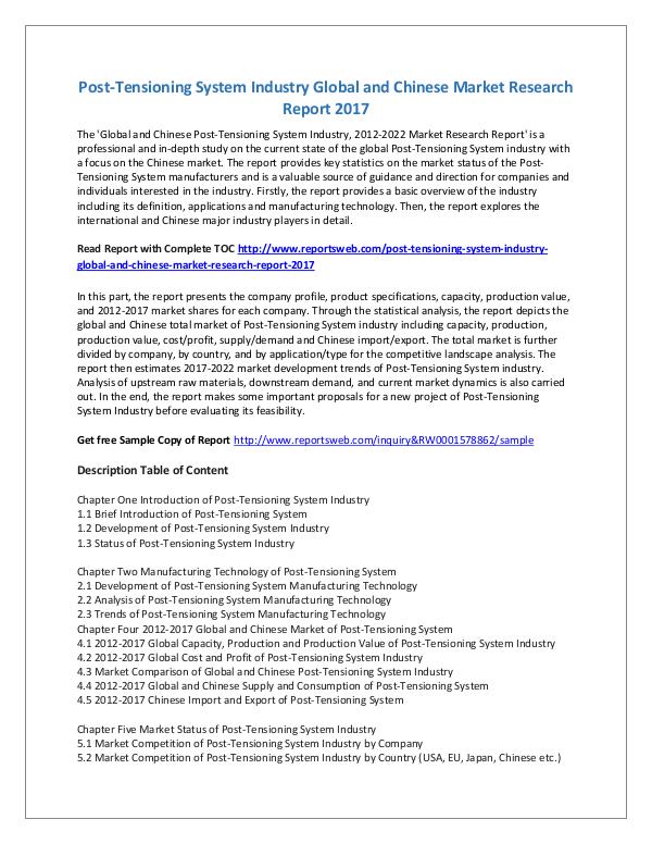 Market Research Study Global Post-Tensioning System Industry Trends