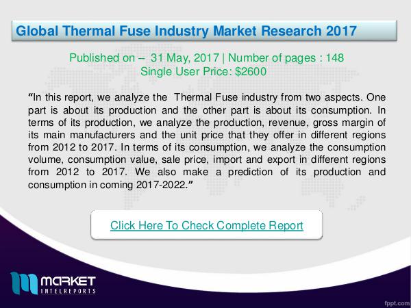 Global Thermal Fuse Industry2017 Research Report |