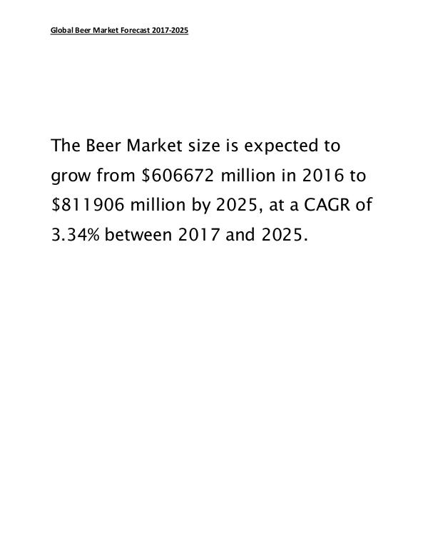 Global Beer Market to Reach $811906 Million by 2025 March 2017