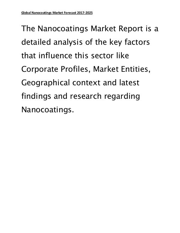 Nanocoatings Market Global Forecasts and Analysis Report 2017 – 2025 January 2017