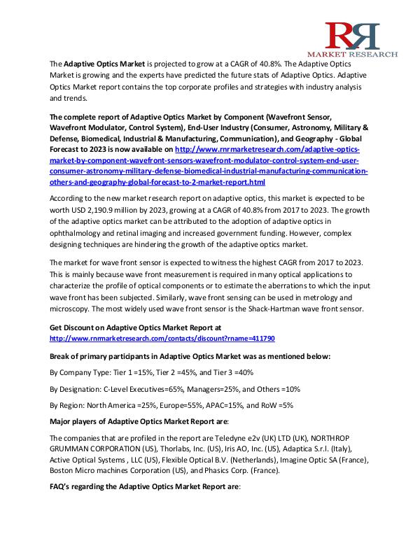 Adaptive Optics Market Corporate Opportunities & Insights Report 2017 Oct 2017