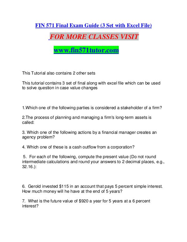 FIN 571 TUTOR Motivated Minds/fin571tutor.com FIN 571 TUTOR Motivated Minds/fin571tutor.com