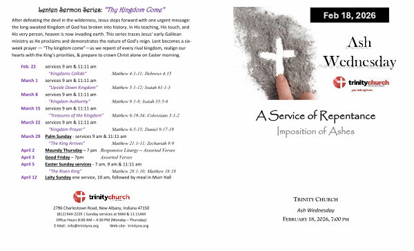 ORDER OF WORSHIP Ash Wednesday | February 18, 2026