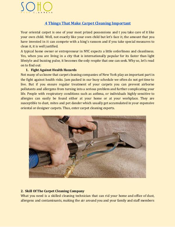 SoHo Rug Cleaning 4 Things That Make Carpet Cleaning ImportantSoho