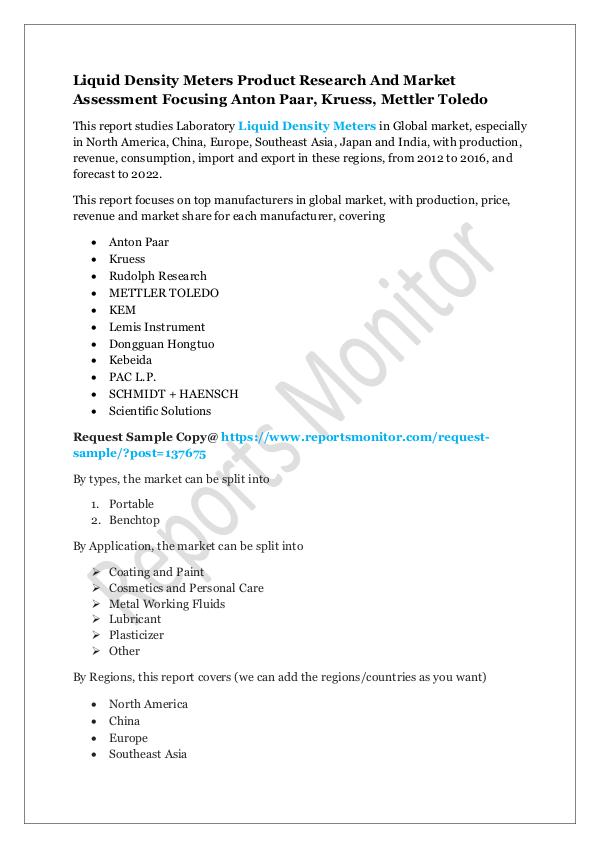 Machinery and Equipments Liquid Density Meters Product Research And Market