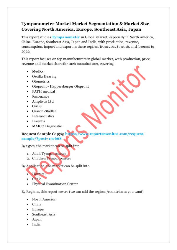 Machinery and Equipments Tympanometer Market Market Segmentation & Market S