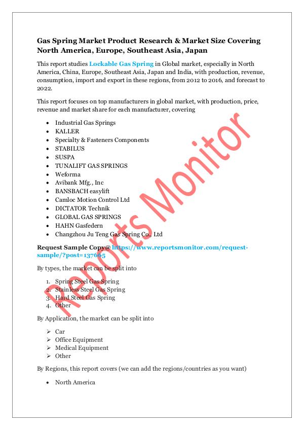 Machinery and Equipments Gas Spring Market Product Research & Market Size C