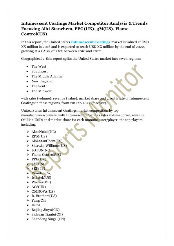 Machinery and Equipments Intumescent Coatings Market Competitor Analysis &