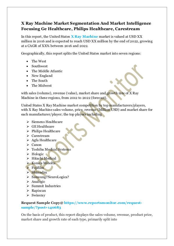 Machinery and Equipments X Ray Machine Market Segmentation And Market Intel