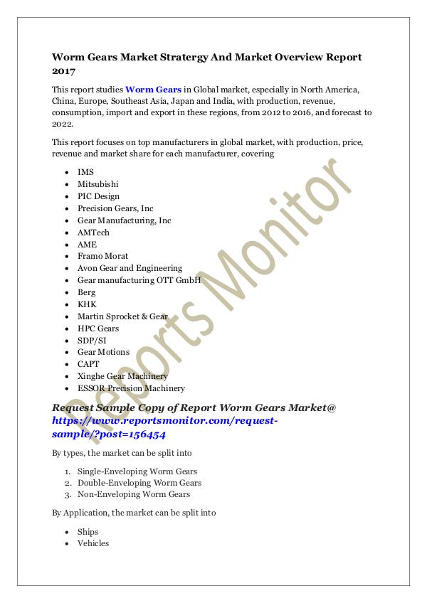 Worm Gears Market Stratergy And Market Overview Re