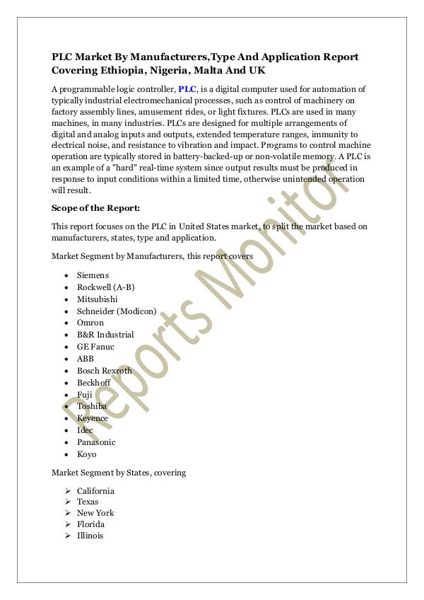 Machinery and Equipments PLC Market By Manufacturers,Type And Application R