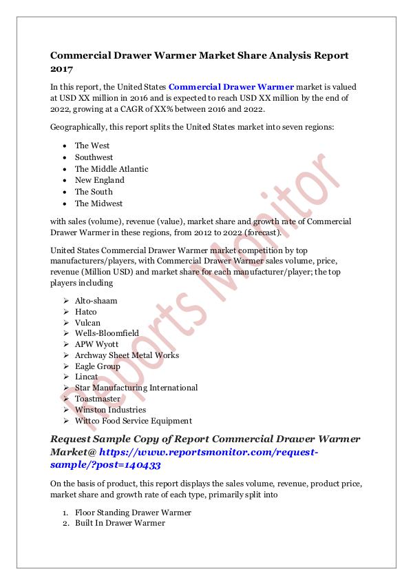 Machinery and Equipments Commercial Drawer Warmer Market Share Analysis