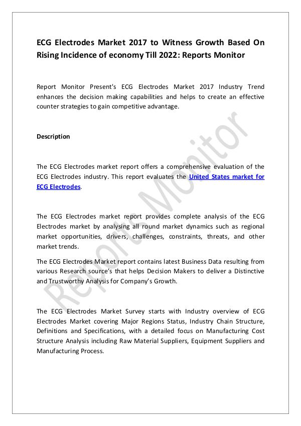 Machinery and Equipments ECG Electrodes Market By Technologies, Services, A