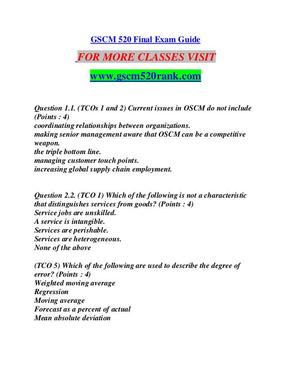 GSCM 520 RANK Motivated Minds/gscm520rank.com GSCM 520 RANK Motivated Minds/gscm520rank.com