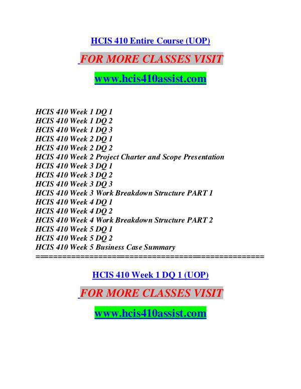 HCIS 410 ASSIST  MotivatedMinds/hcis410assist.com HCIS 410 ASSIST  MotivatedMinds/hcis410assist.com