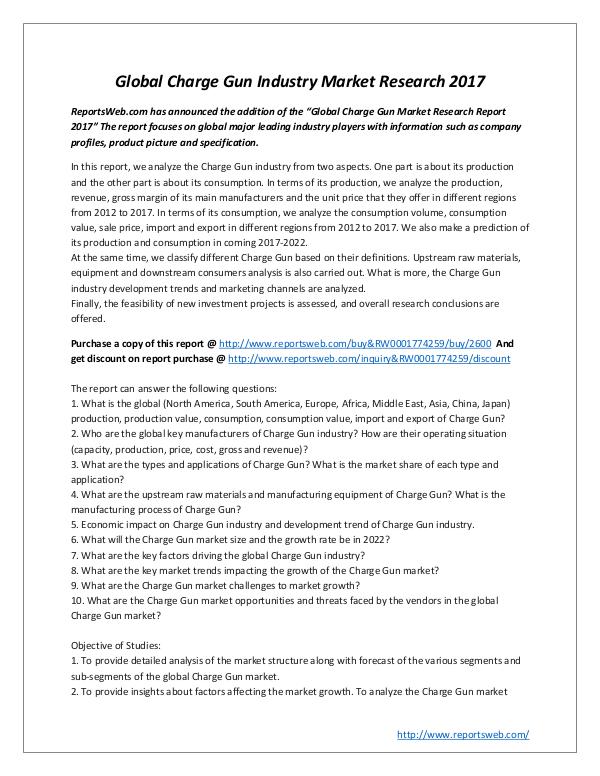 Market Studies 1Global Charge Gun Industry Market Research 2017