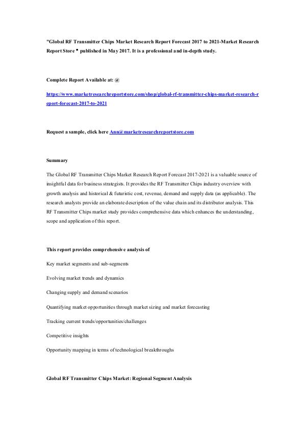 Global RF Transmitter Chips Market Research Report