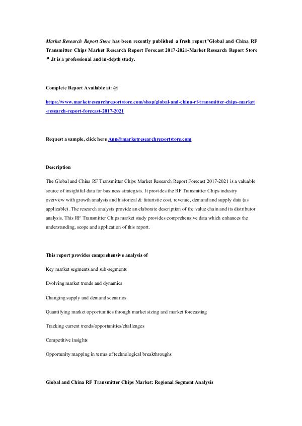 Global and China RF Transmitter Chips Market Resea