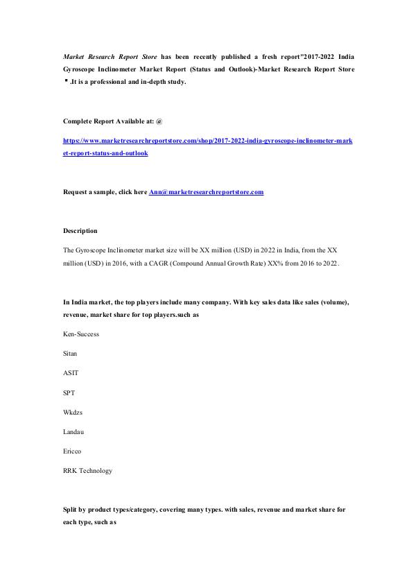 2017-2022 India Gyroscope Inclinometer Market Repo