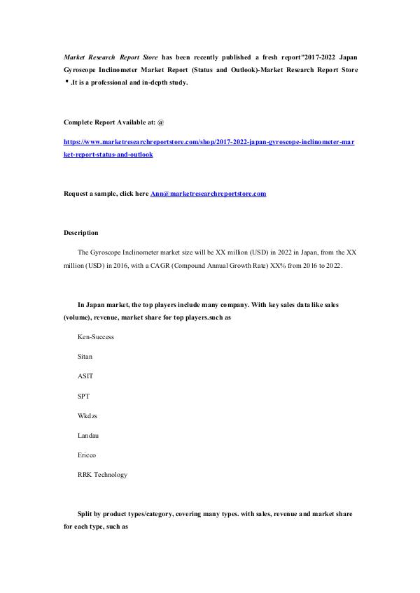 2017-2022 Japan Gyroscope Inclinometer Market Repo