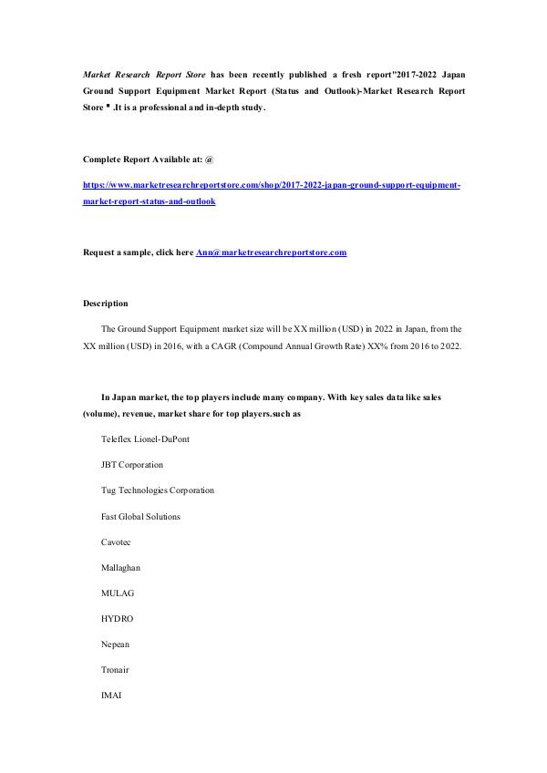 2017-2022 Japan Ground Support Equipment Market Re