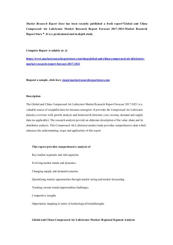 Global and China Compressed Air Lubricator Market 