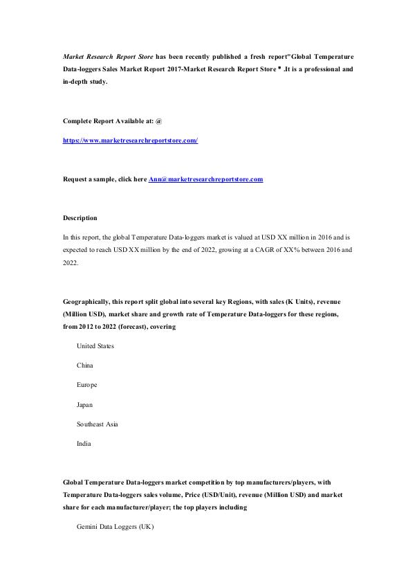 Global Temperature Data-loggers Sales Market Repor