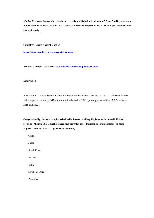 Asia-Pacific Resistance Potentiometer Market Repor