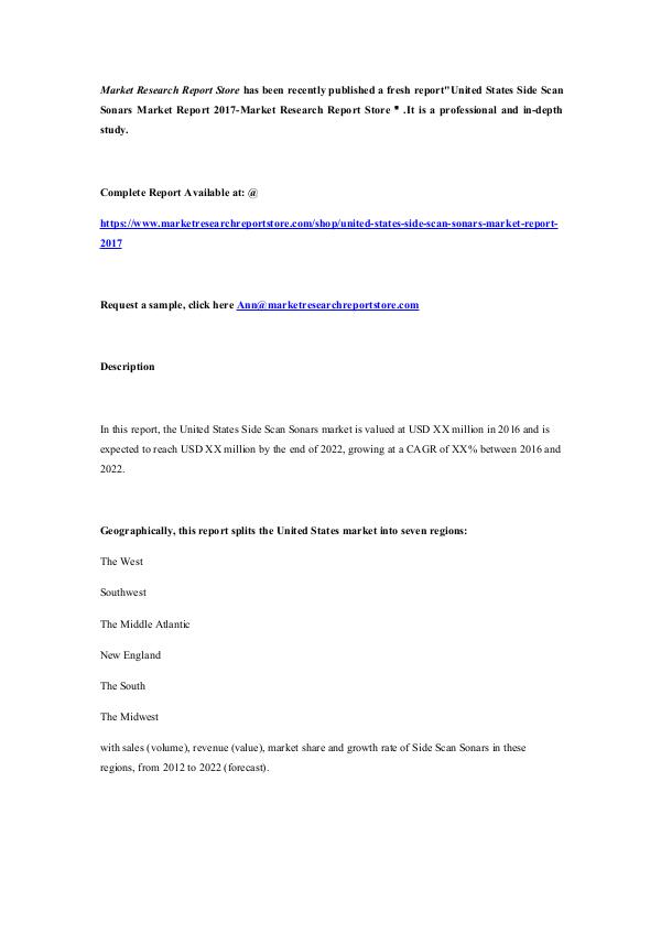 United States Side Scan Sonars Market Report 2017-