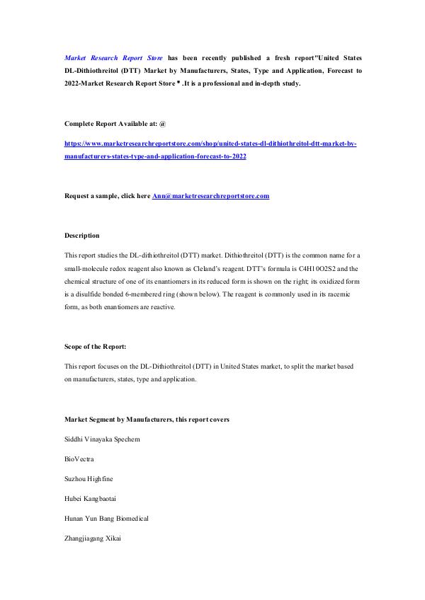 United States DL-Dithiothreitol (DTT) Market by Ma