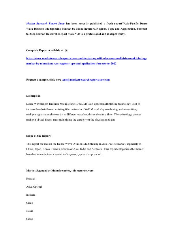 Asia-Pacific Dense Wave Division Multiplexing Mark