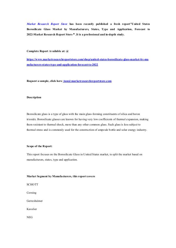 United States Borosilicate Glass Market by Manufac