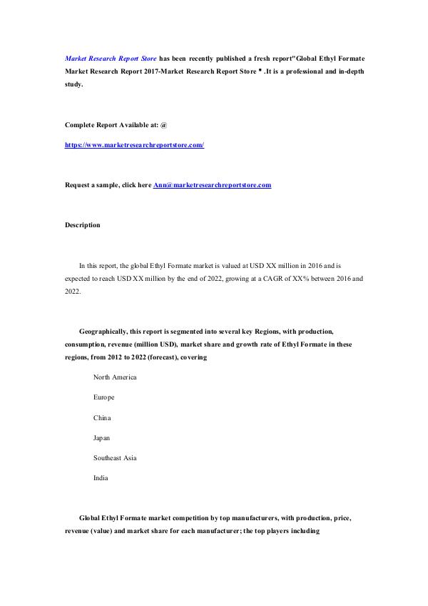 Global Ethyl Formate Market Research Report 2017-M