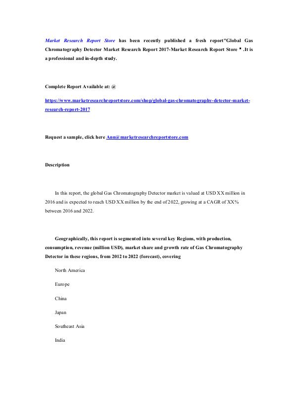 Global Gas Chromatography Detector Market Research