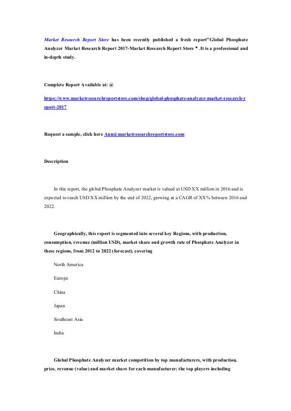 Global Phosphate Analyzer Market Research Report 2