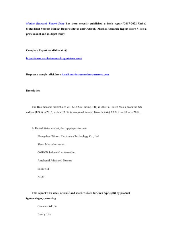 2017-2022 United States Dust Sensors Market Report