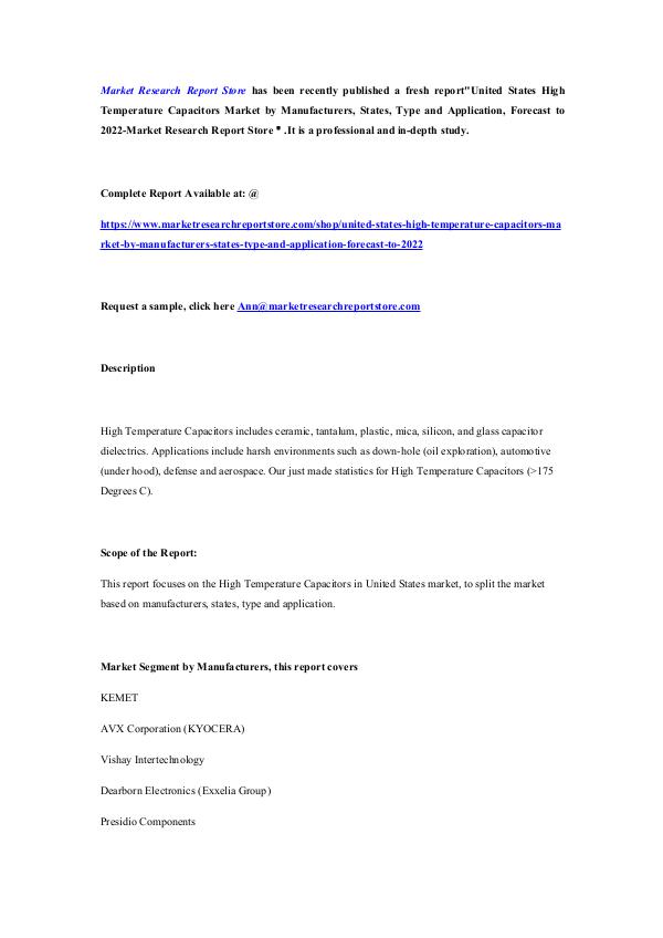 Market Research Report Store  United States High Temperature Capacitors Market b
