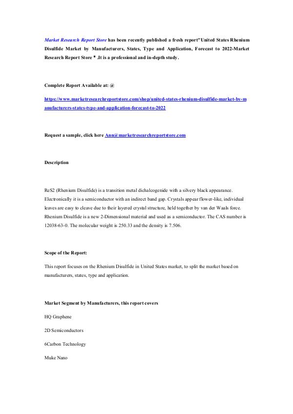 United States Rhenium Disulfide Market by Manufact