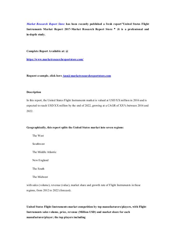 United States Flight Instruments Market Report 201