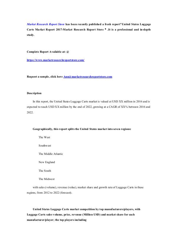 United States Luggage Carts Market Report 2017-Mar