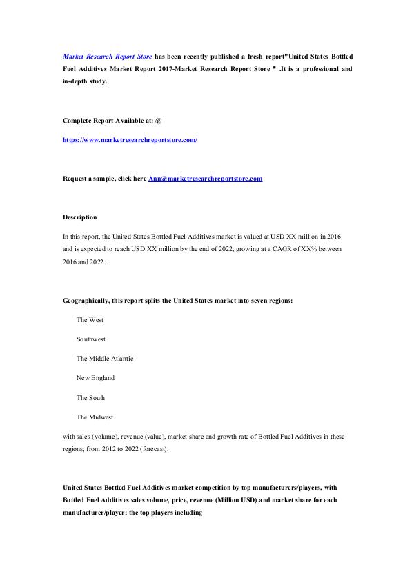 United States Bottled Fuel Additives Market Report