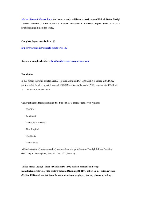 United States Diethyl Toluene Diamine (DETDA) Mark