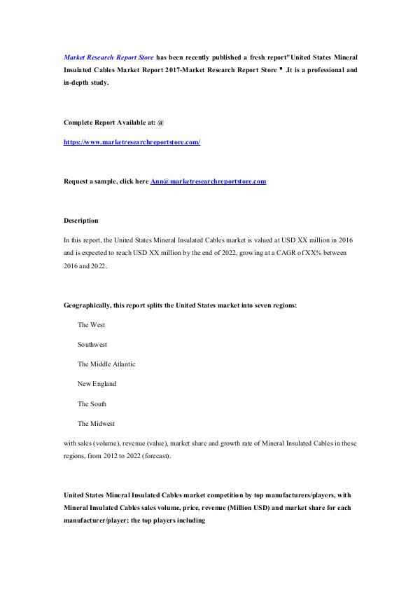 United States Mineral Insulated Cables Market Repo