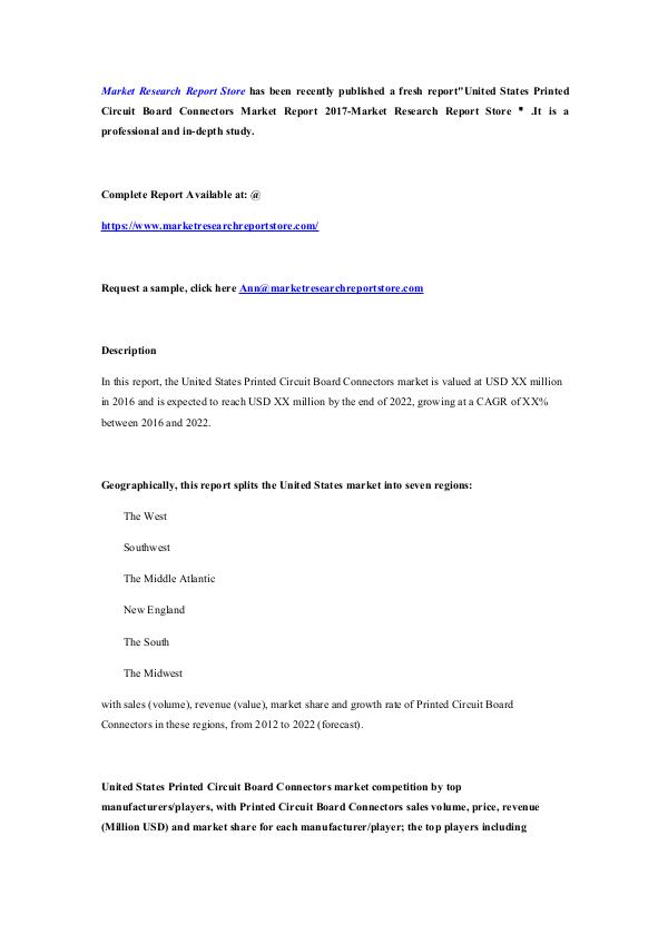 Market Research Report Store  United States Printed Circuit Board Connectors Mar