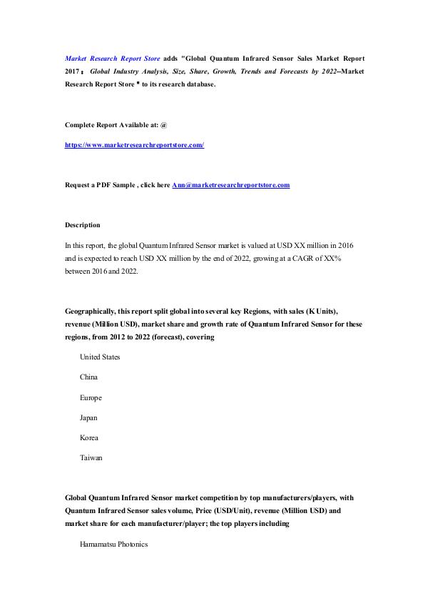 Global Quantum Infrared Sensor Sales Market Report