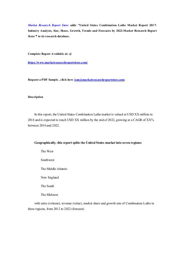 United States Combination Lathe Market Report 2017
