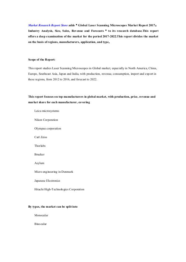 Global Laser Scanning Microscopes Market Report 20